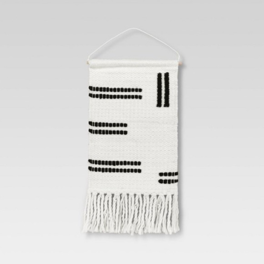 Opalhouse White Black Woven Wall Hanging NWT 12x18 - Picture 2 of 7